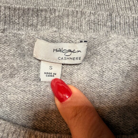 Halogen 100% Cashmere Gray Crewneck Sweater Women’s Size Small - Picture 7 of 9